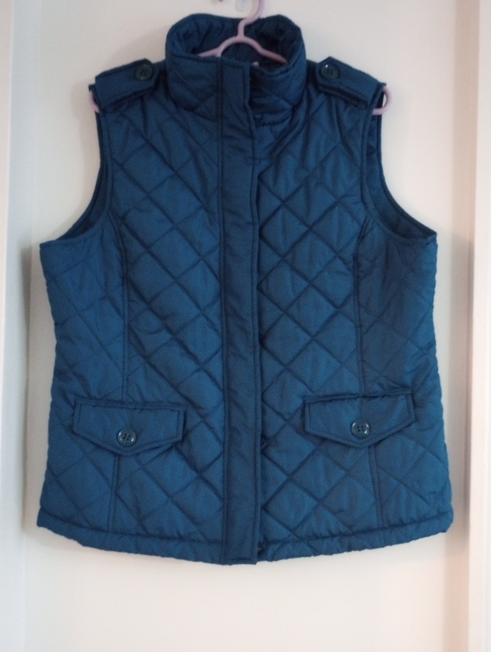 Izod Quilted Puffer Vest in Teal Blue Size Large